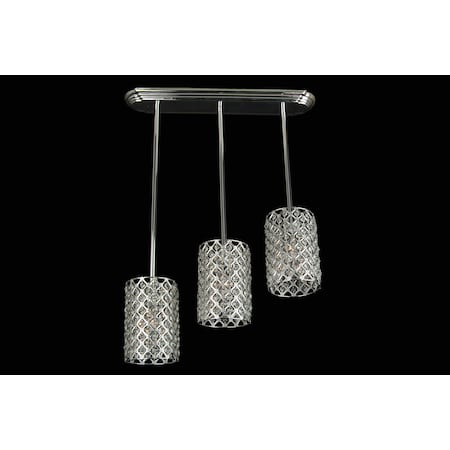 3 Light Silver Frame Clear Crystal Ceiling Fixture